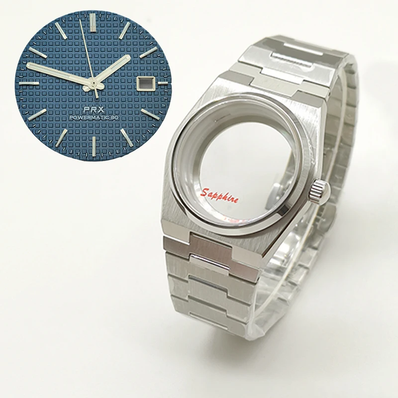 Mod 40mm argent PRX Super lecteur boîtier de montre verre saphir pour NH35 NH36 NH38 4R mouvement cadran multicolore aiguilles Refit pièces