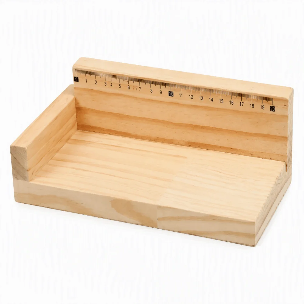 Durable Manual Labeling Machine Solid Wood With Ruler Label Applicator Tool Label Positioning Stand Home Workshop