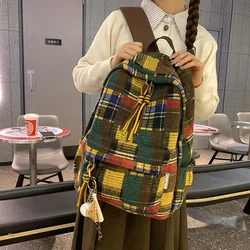 2025 New Fashion Plaid Women Backpack Student Book Bag Backpacks for Teenage Girls School Bags Laptop Travel Rucksack
