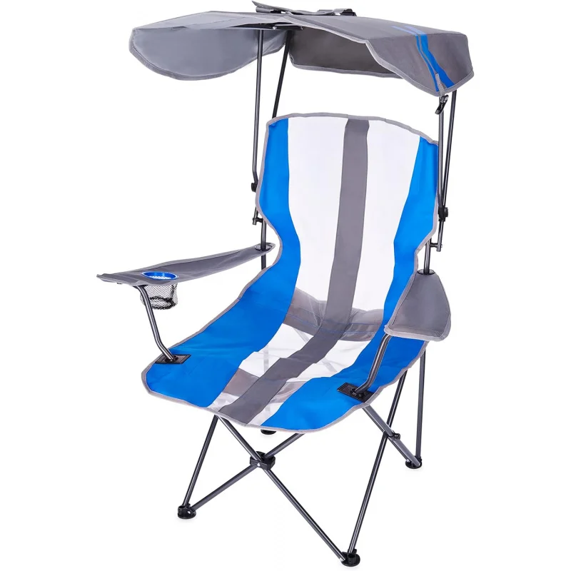 Foldable Canopy Chair for Camping, Tailgates, and Outdoor Events, Grey/Blue