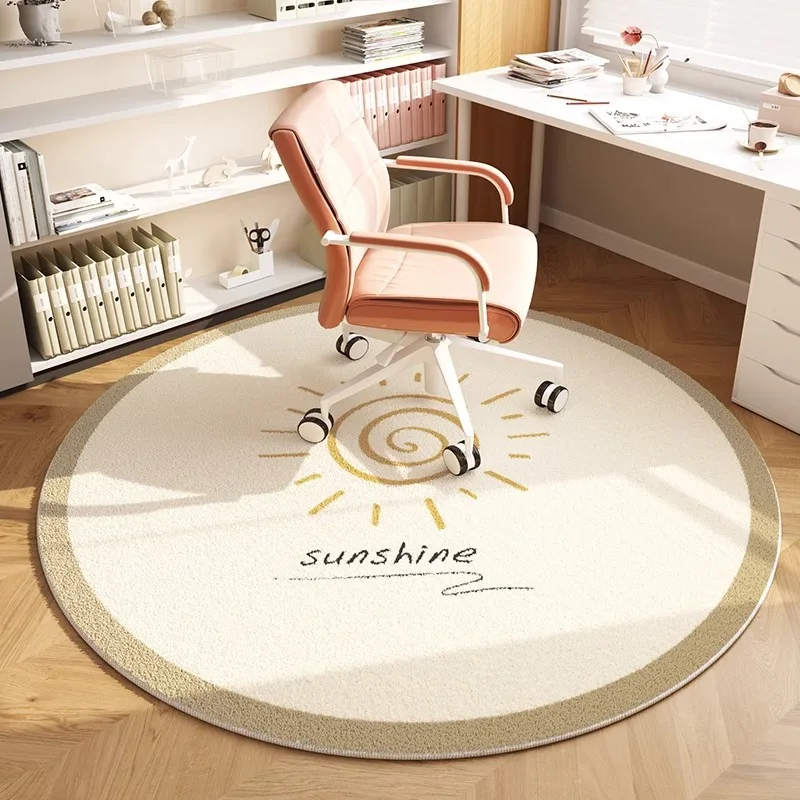 Circular Rug for Computer Chair – Kids' Reading Area, Bedroom & Study Room Swivel Chair Mat, Under-Table Floor Protector
