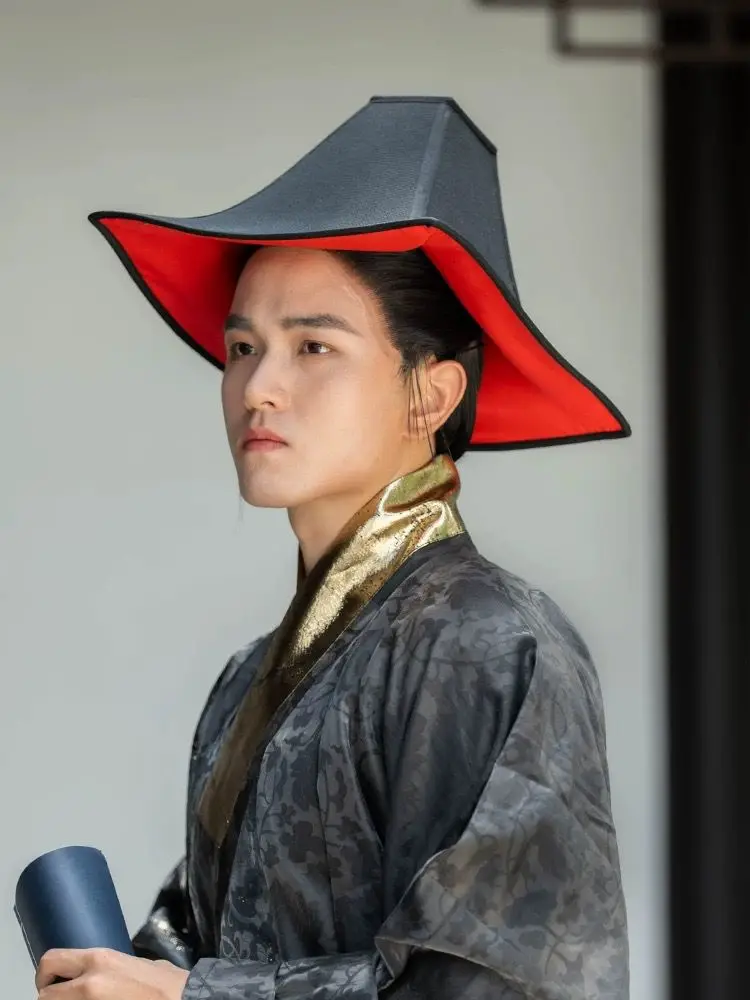 

Corrugated Hat Hanfu Hat Male Yuan Ming Dynasty Cosplay Stage Props Cotton Linen Black Square Hat Hanfu Hat Hanfu Accessories