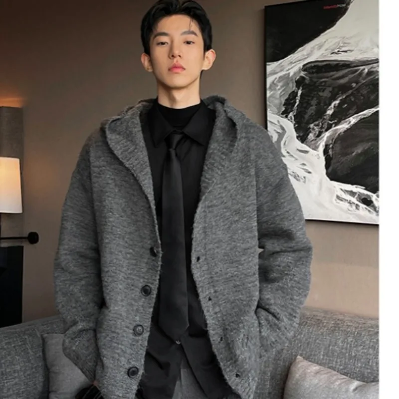 Autumn Winter Unisex Hooded Knitted Sweater Cardigan Fashionable Trend Loose Jacket Breathable Cold Proof Warm Sweater Jacket