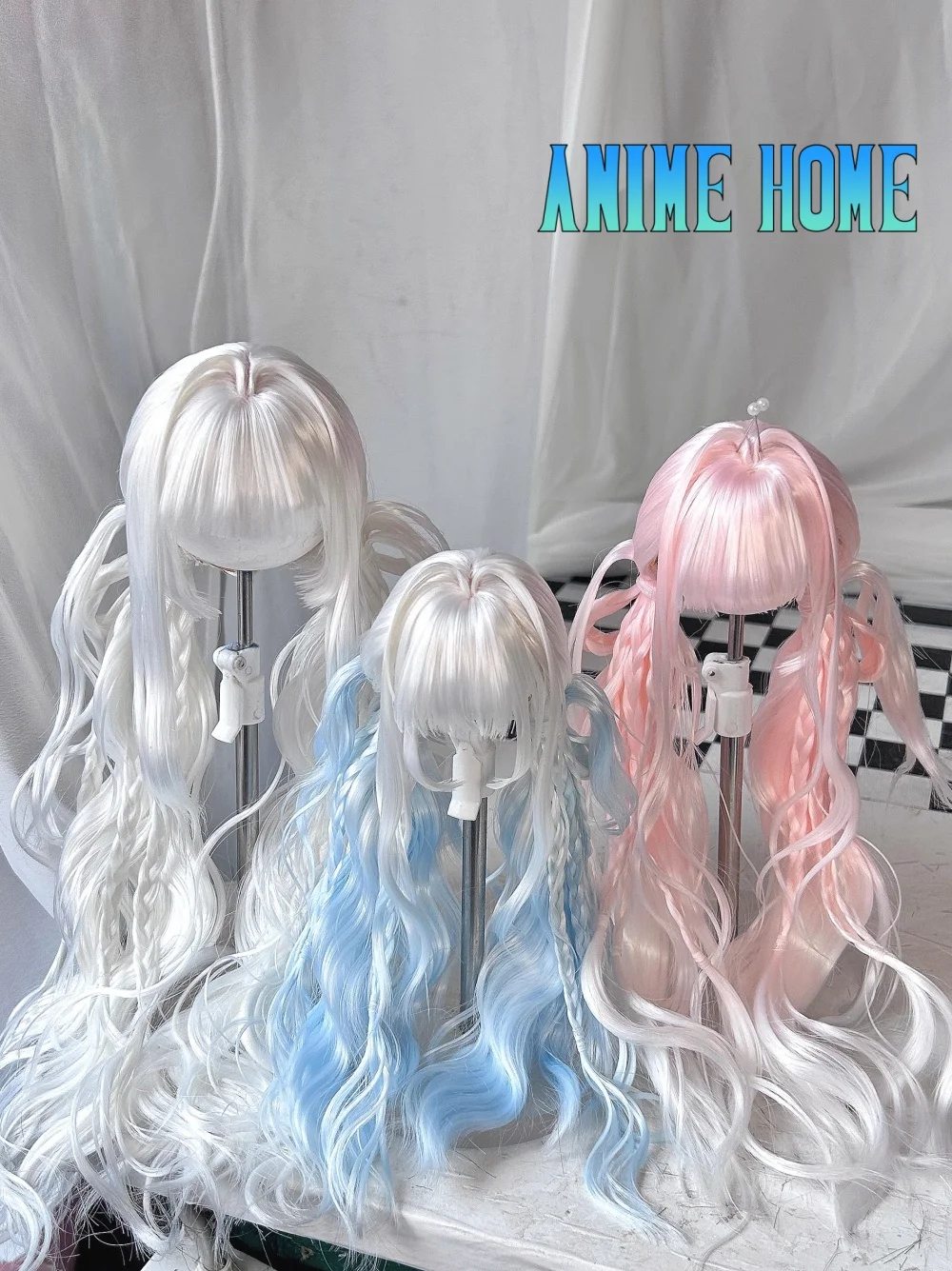 

Game Lolita Girl Role Cos Handmade Ponytail Curly Hair 1/3 1/4 1/6 BJD Hair Wig Cosplay Gift