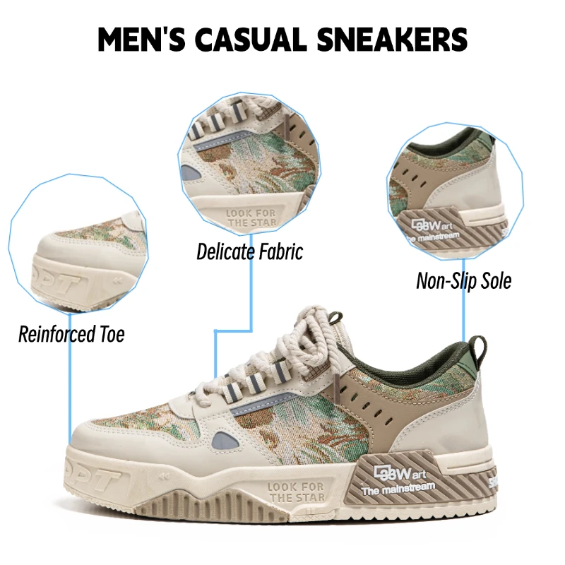 Fipatbu-zapatos de skate para hombre, zapatillas de lona con plataforma inferior gruesa, cómodas, transpirables, vulcanizadas, informales