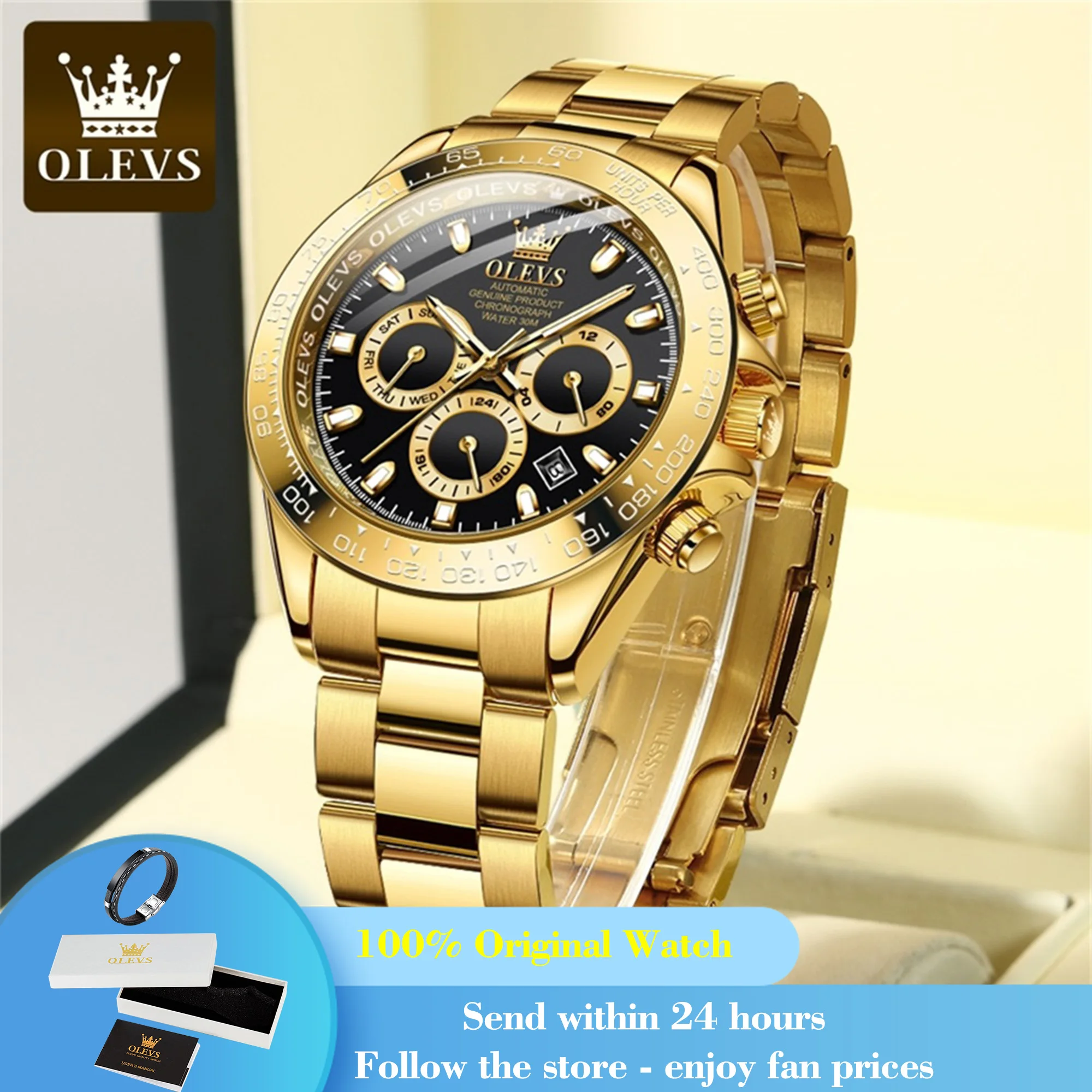 

OLEVS 6638 Automatic Mechanical Watch For Men Week Calendar Display Fashion Man Wristwatch Top Brand Waterproof Original Watches