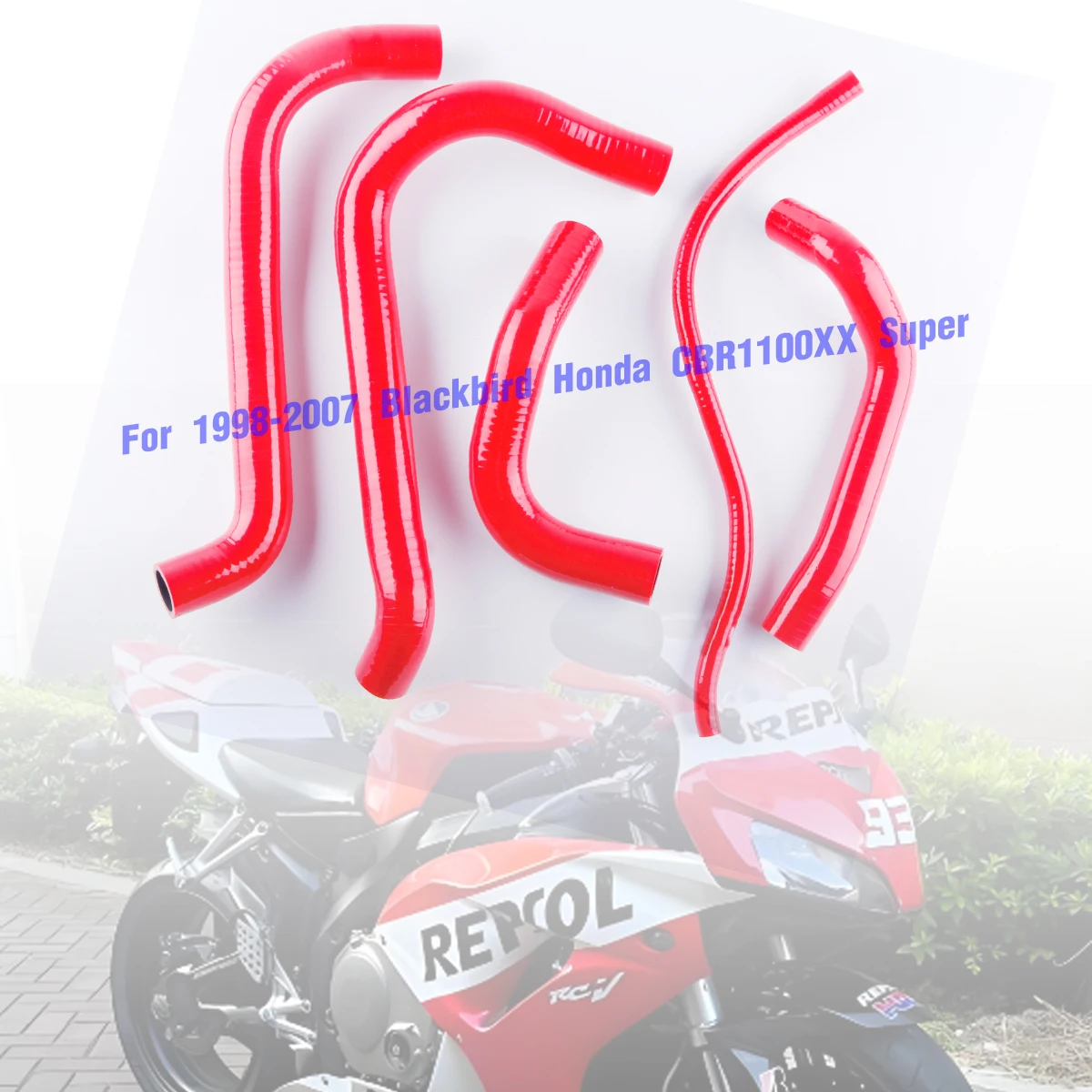 

5pcs For 1998-2007 Honda CBR1100XX CBR 1100 XX Super Blackbird Silicone Radiator Coolant Hoses Kit 1999 2000 2001 2002 2003 2004