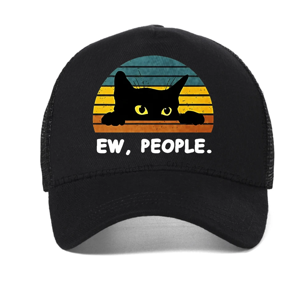 

Ew People Black Cat Retro Funny Cat baseball cap Casual Daily for Men Women caps fashion Breathable adjustable snapback hat