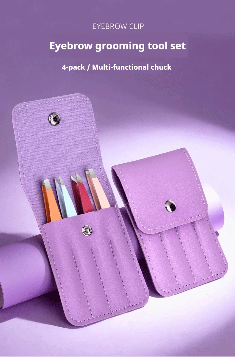 Pinzetten-Set 3-4 Stück Premium Edelstahl Augenbrauen-Pinzetten mit Präzisionsspitze für Körper- und Gesichtshaarentfernung – Detail 1