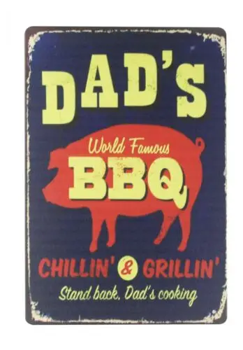 Dad's BBQ Chillin tin metal sign bathroom wall home tavern