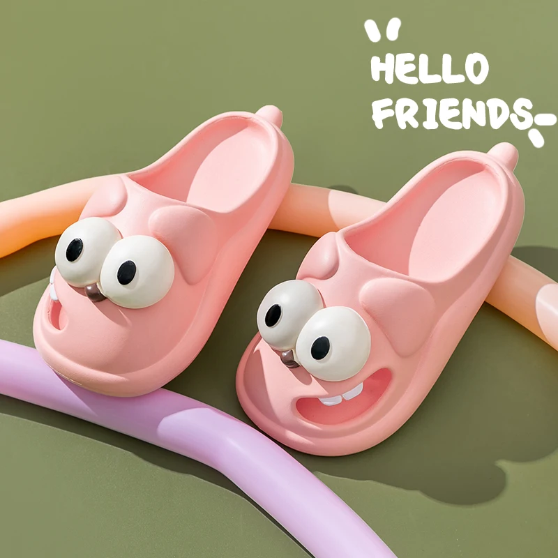 Women\'s Tongue Kiss Slippers Cute Funny Big Eyed Dog Fun Cartoon Shoes Anti Slip Thick Soles Sandals Funny Hole Beach Shoes