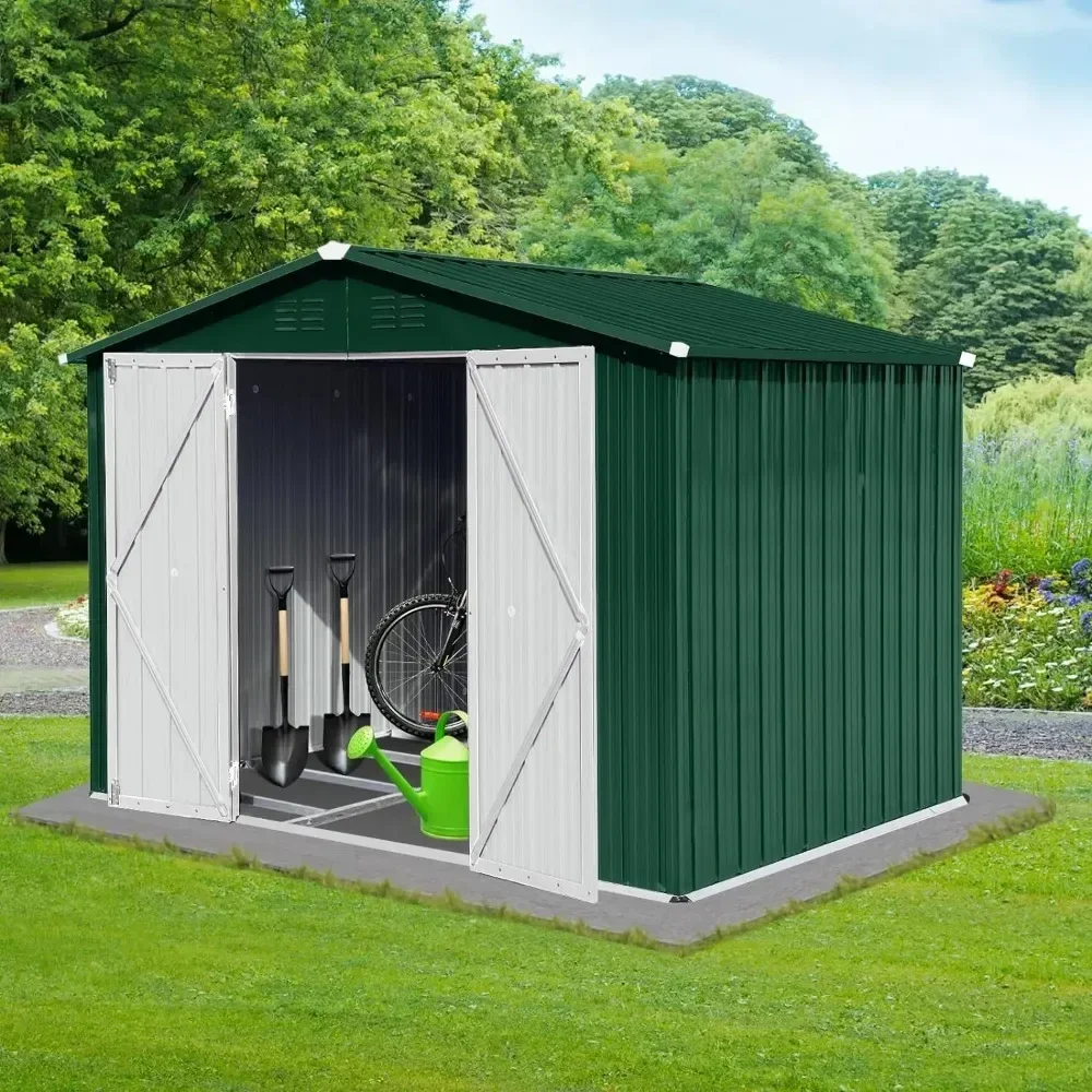 

8x6FT Metal Outdoor Storage Shed ,Steel Utility Tool Shed Storage House with Door & Lock for Backyard Garden Patio Lawn,Green