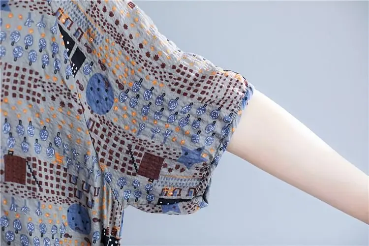 Women Fashionable Loose Literary Summer Clothing Cotton Linen Round Neck Short-sleeved T-shirt Top 2025 New Style