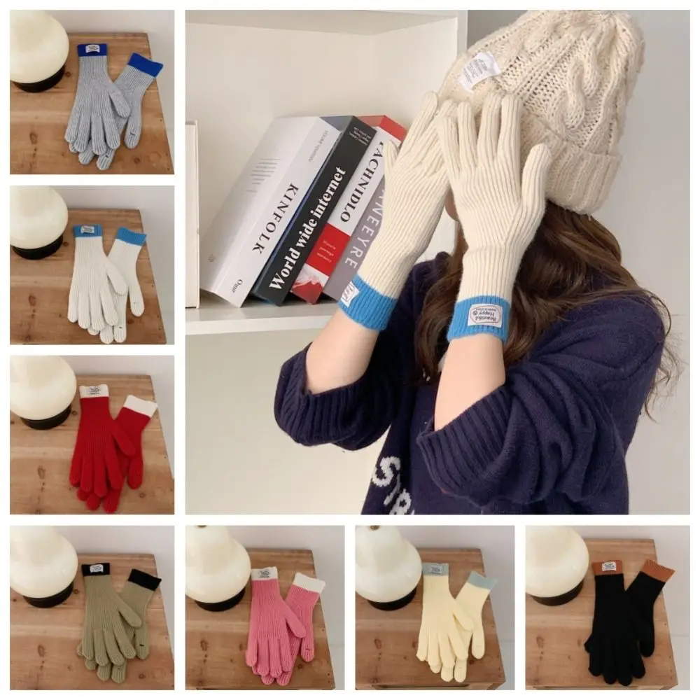 

Модные теплые зимние перчатки, ветрозащитные, морозостойкие, сенсорные перчатки с пятью пальцами, утолщенные однотонные вязаные перчатки, подарки