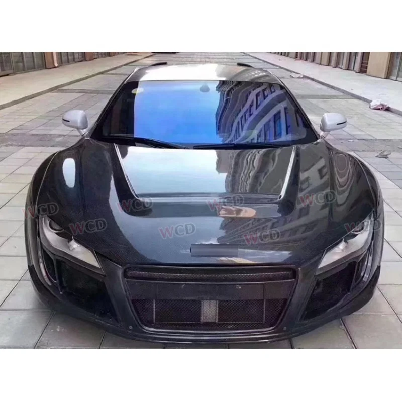 PPI Style Glossy Black Carbon Fiber Front Engine Bonnet Hood Scoop For  R8