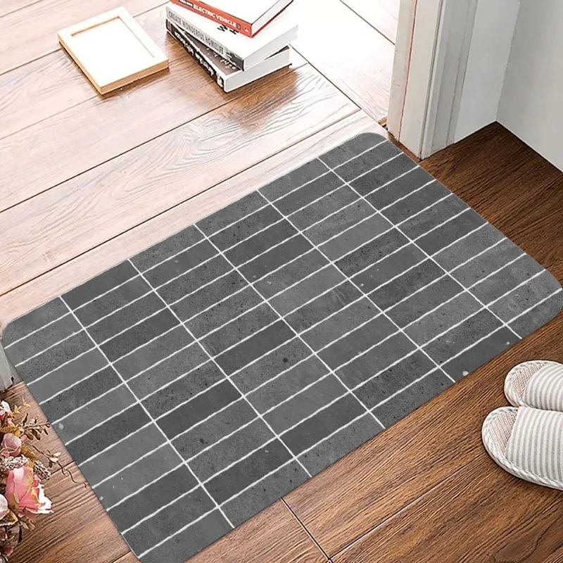 Stones and Floor Tiles Printing Non-Slip Small Rug Waterproof Easy To Clean Floor Mat for Indoor Outdoor Use Durable Home Decor