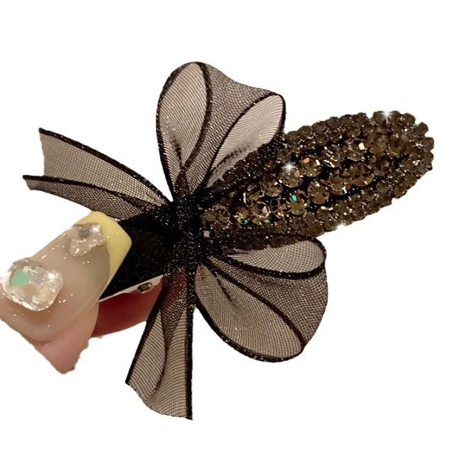 الكورية مزاجه الأسود منقار البط كليب الجانب كليب إكسسوارات الشعر مشبك شعر مقوس دانتيل عقال كليب الجانب كليب كسر مشبك شعر