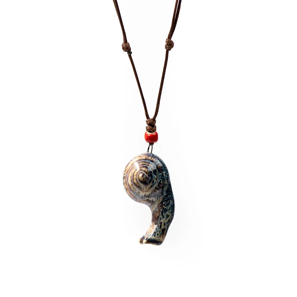 Charming Ceramic Snail Whistle Pendant With Adjustable Colored Strings Adorable Cartoon Snail And A Stylish Necklace 2X835