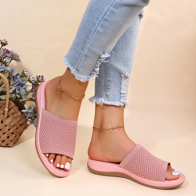 New Women Elastic Force Summer Shoes Women's Roman Flat Slippers Casual Beach Indoor Outdoor Slipper Sandals Zapatos Mujer