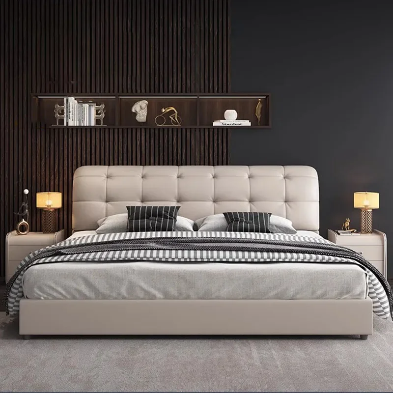 Elegant Modern Simple Double Bed Frame House Pretty Italian Loft Double Bed Adults Villa Cama Matrimonial Bedroom Furniture