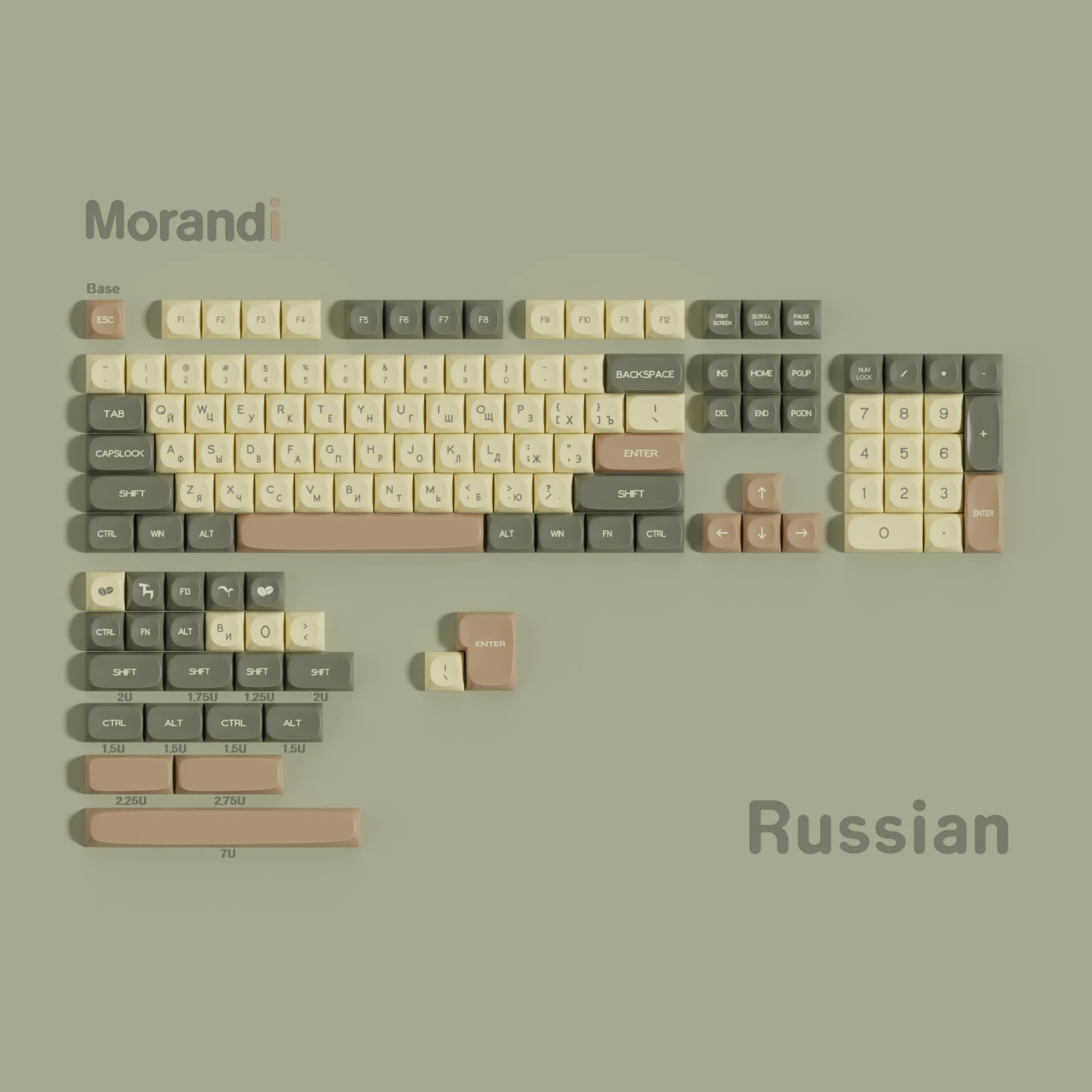 Moa Morandi Pbt Keycaps 7u Alice Lay-Out Spatietoetsen Grote Set Key Caps Ansi Russische Koreaanse Iso Spaanse Duits Franse Abnt2 Brazilië
