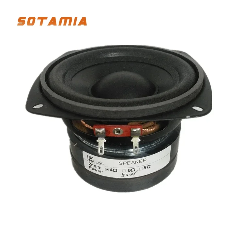 SOTAMIA 1Pcs 4 Inch Subwoofer Audio Speaker 4 8 Ohm 50W Super Bass Long Stroke Woofer HIFI Loudspeaker Sound Music Home Theater