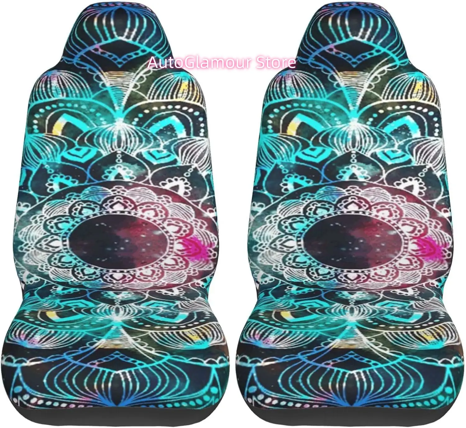 Ancient Geometric with Star Field and Colorful Galaxy Universal Car Seat Covers 2-Piece Set - Stretch-to-Fit Front Seat Protecto