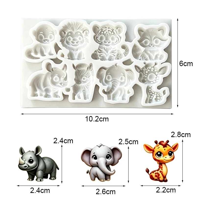 Giraffe Lion Elephant Hippo Tiger Zebra Silicone Sugarcraft Mold Chocolate Cupcake Baking Fondant Cake Decorating Tools