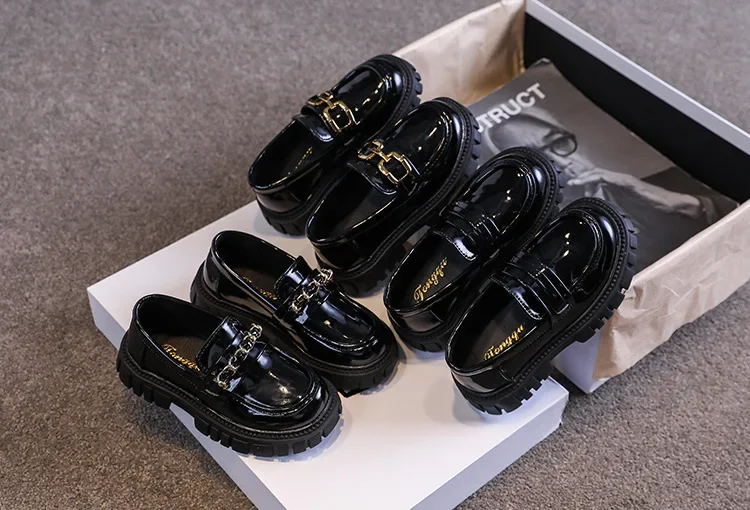 Frühling Herbst Jungen Mädchen Dickbesohlte Lackleder Oxford-Schuhe Kinder Weichbesohlte Rutschfeste Schul-Loafer Kinder Freizeit Schüler Schuhe – Detail 2