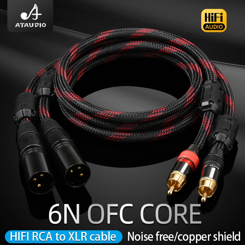 One pair HIFI Audio Cable 2 XLR to 2 RCA Adapter Amplifier Sound Box XLR RCA Hifi Microphnoe Speaker Cable