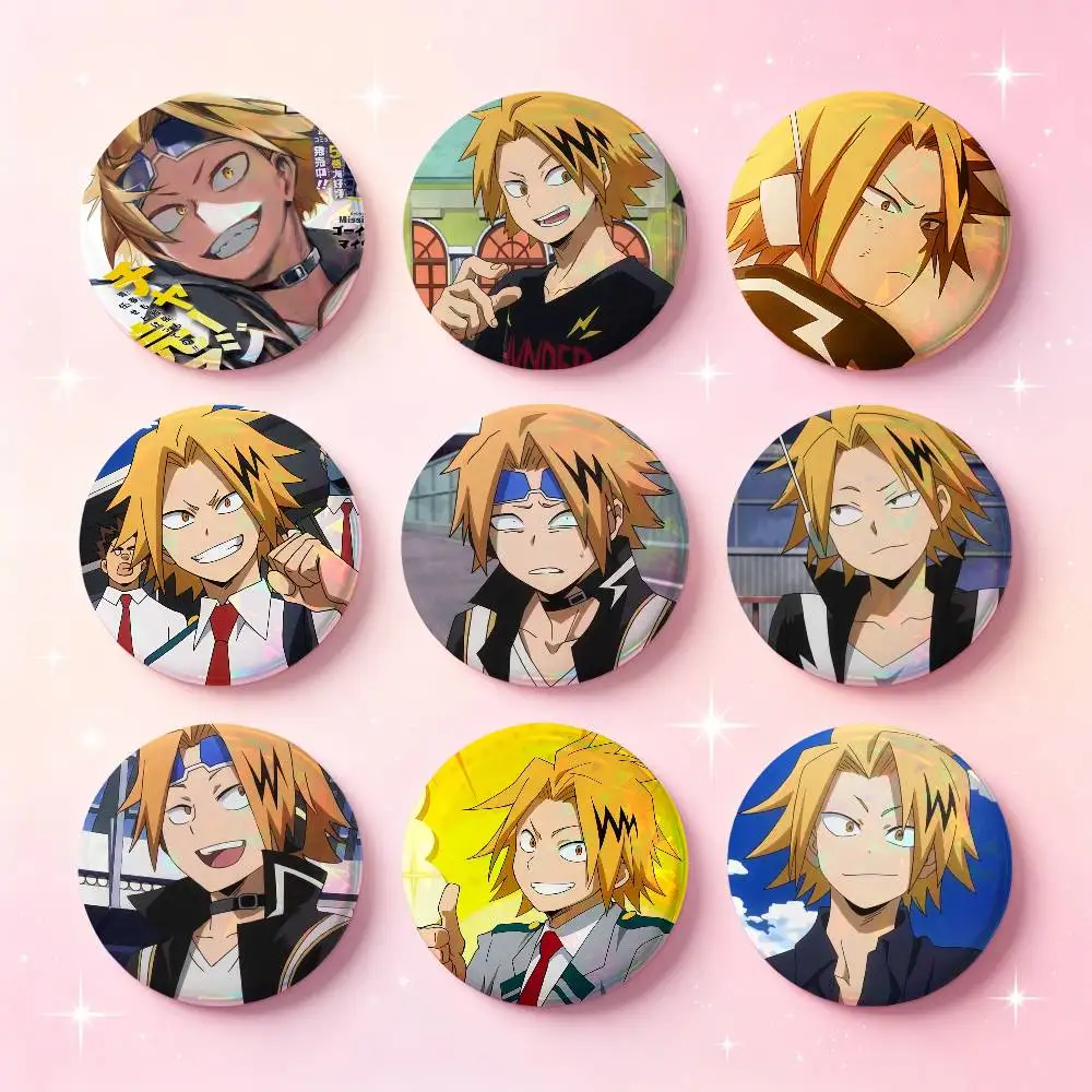 Denki Kaminari Anime Figure Badges Button Round Creative Pin Brooch Badge Bag Decor Accessories Fans Collect Friends Gifts