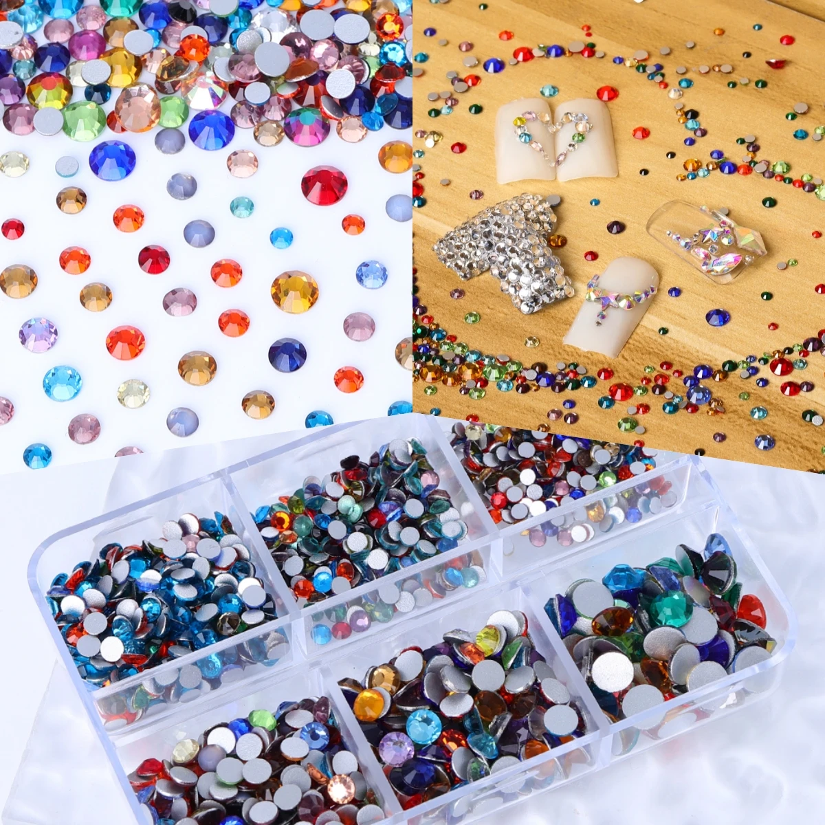 1440 teile/schachtel Mix Größen Ss6-Ss20 Glas Nicht Hot Fix Strass Flache Rückseite Kristall Stein Strass Glitters Nagel Diamant Für Diy kleidungsstück