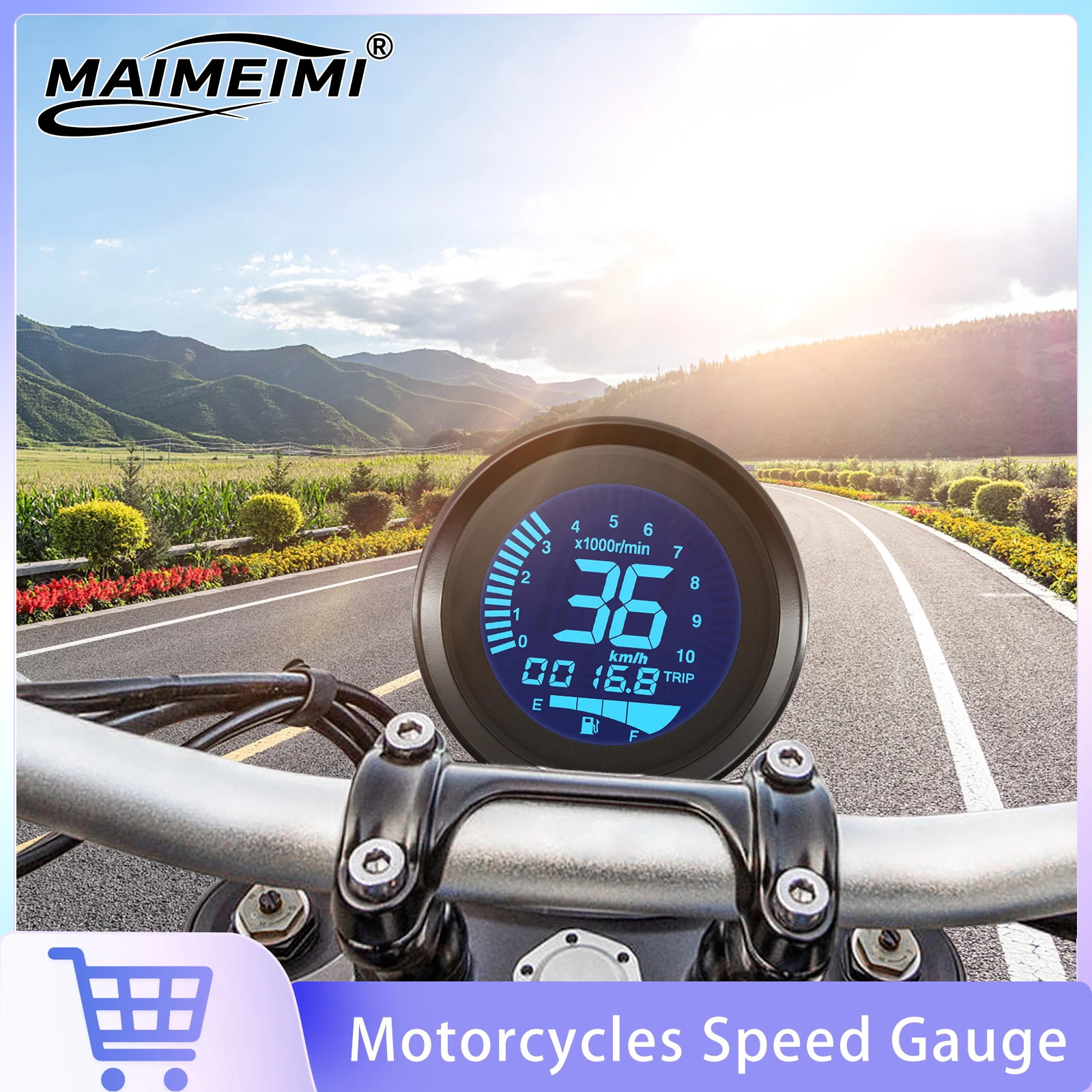 7 Color Backlight Motorcycle Speedometer Odometer Tachometer Fuel Level Gauge LCD Instrument Speed Gauge For 12V Motorcycles