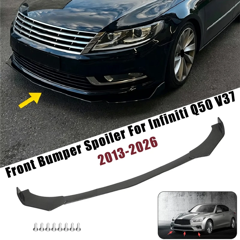 Sport Front Bumper Splitter Spoiler Lip For Infiniti Q50 V37 2013-2026 5Pcs Adjustable Sectional Car Exterior Tuning Body Kit