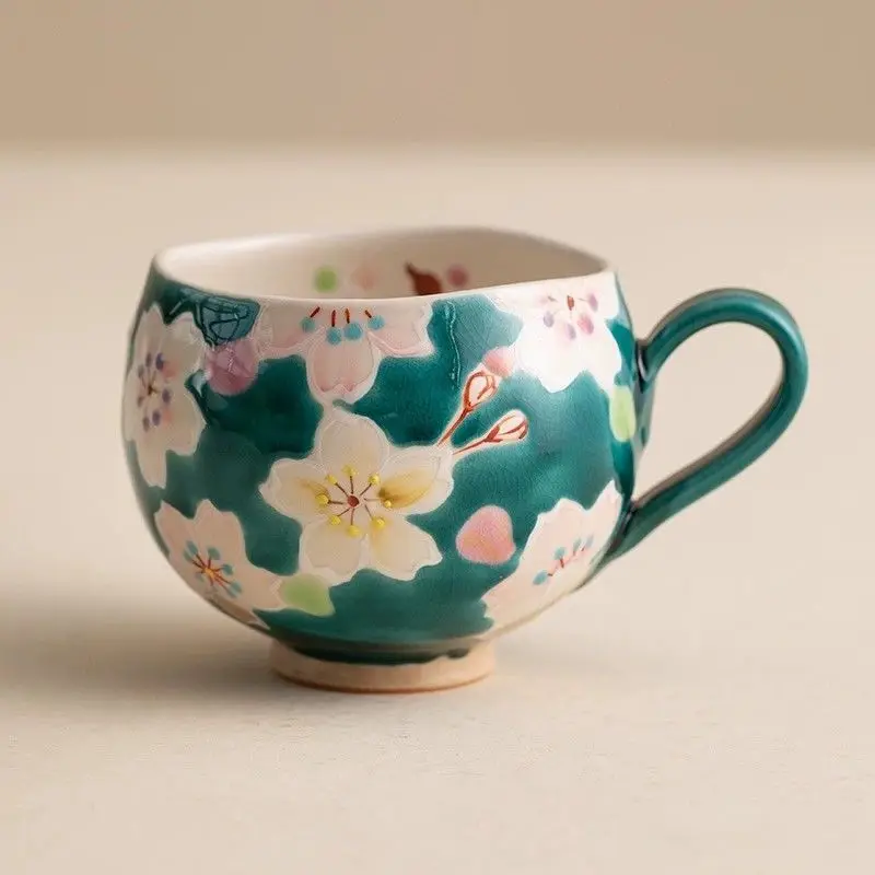 Yakushi hand-painted cherry blossoms, ceramic mugs, Japanese-style household coffee cups, teacups and water cups