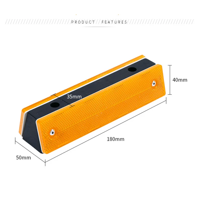 Reflective Road Markers, 2PCS Rectangle Reflective Sign Road Stud Marker for Highway Traffic Warning Facilities(Yellow White)