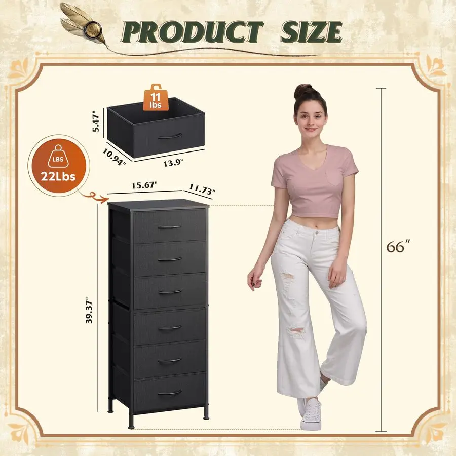 ตู้เสื้อผ้าสีดำทรงสูงสำหรับห้องนอน, ตู้ลิ้นชัก 6 ชั้น, ตู้ลิ้นชักผ้าสำหรับตู้เสื้อผ้า, ห้องนั่งเล่น, โต๊ะข้างเตียง