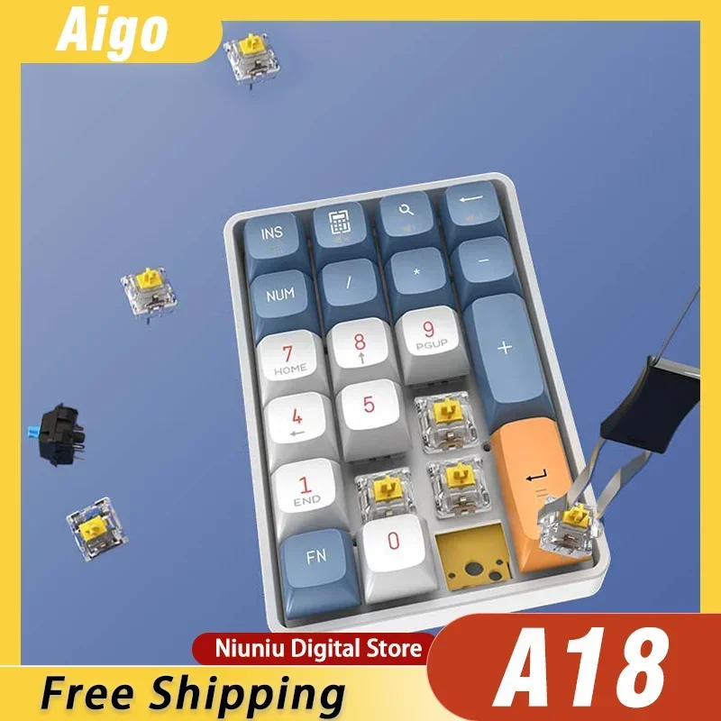 

Aigo A18 Keyboard Mini Wireless Keyboard 2.4G Dual Mode Wireless Numeric Keyboard Computer Peripheral Accessories Gift