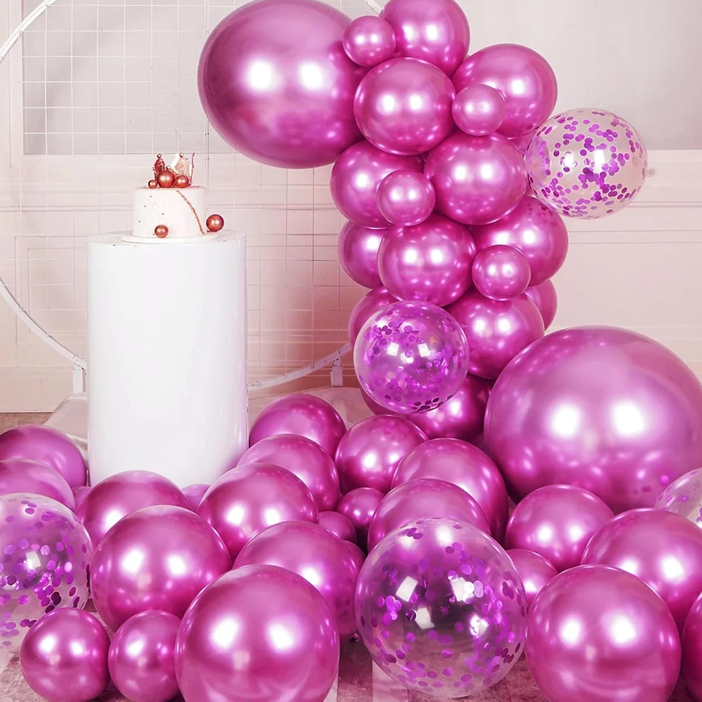 Metallic Hot Pink Balloons Garland Arch Kit 68Pcs Metal Gold Silver Balloon Wedding Girl Birthday Party Baby Shower Decor Globos view 5