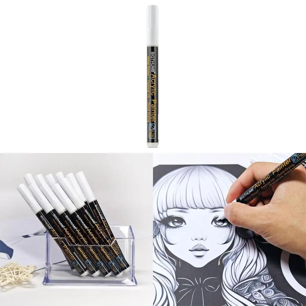 

White Acrylic Pen Painting Pen Marker Multipurpose Painting Pen Equipment for Handwriting DIY Crafts Project Equipment
