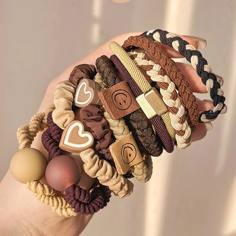 

5pcs Set Elegant Heart Ball Elastic Hair Bands for Women Ponytail Hair Tie Scrunchie Rubber Bands Fashion Hair Accessories