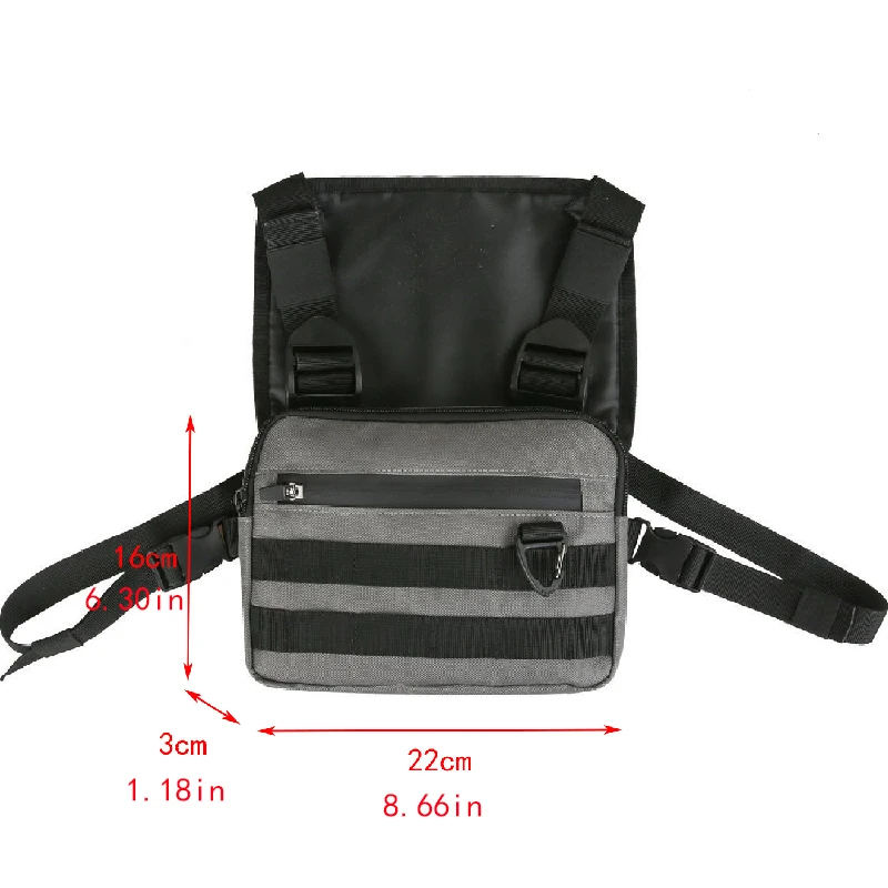 Hip-hop Streetwear Chest Rig Bag Men High Quality Nylon Unisex Chest Bags Casual Sport Storage Vest Pocket Solid Color Backpack