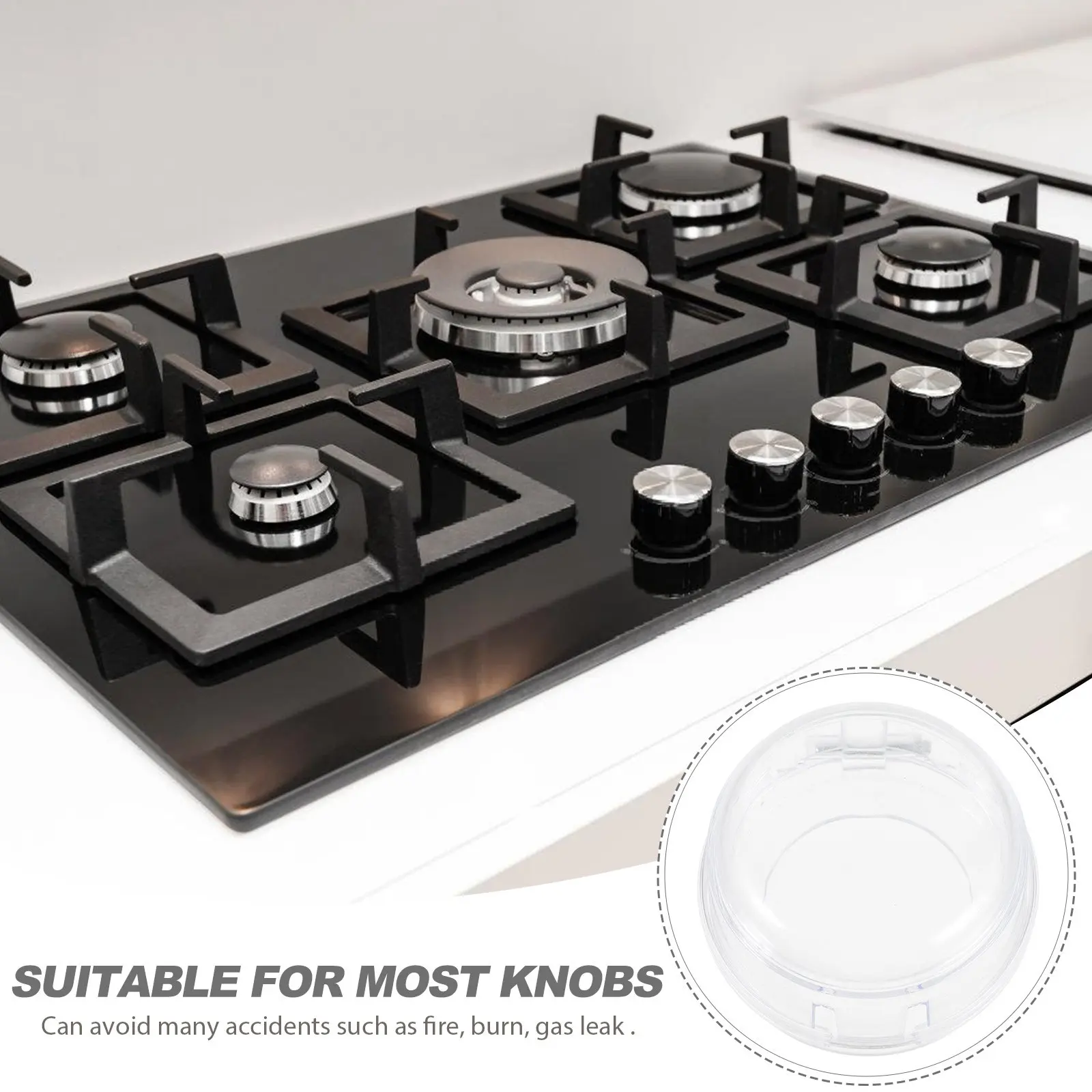 5pcs Gas Stove Knob Covers Heat Resistant Plastic Child Safety Locks Oven Burner Guards Kids Kitchen Appliance Protection