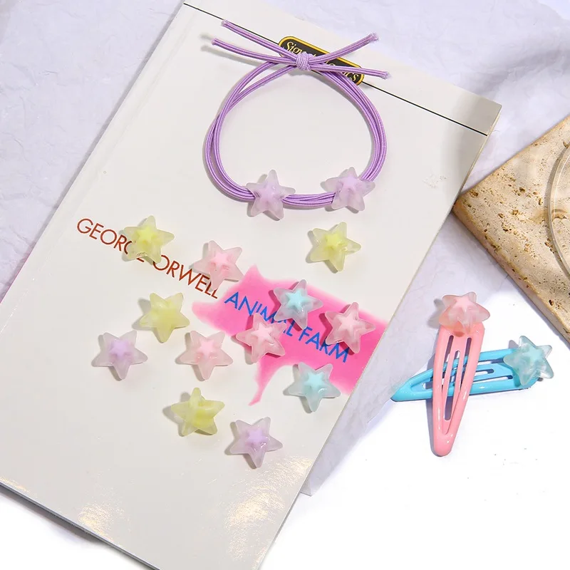 Acrylic Transparent Frosted Straight-hole Five-pointed Star Earring Pendants Handmade DIY Hair Rope Bracelet Jewelry Materials