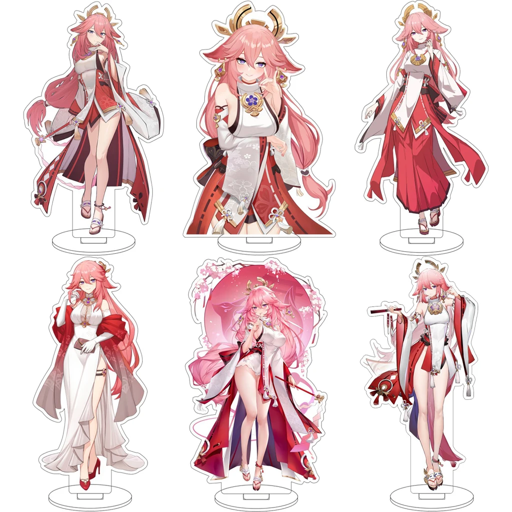 16CM Anime Game Genshin Impact‌ Yae Miko Cos Acrylic Figure Stand Chrismas Gifts Lovely Ornaments Goods