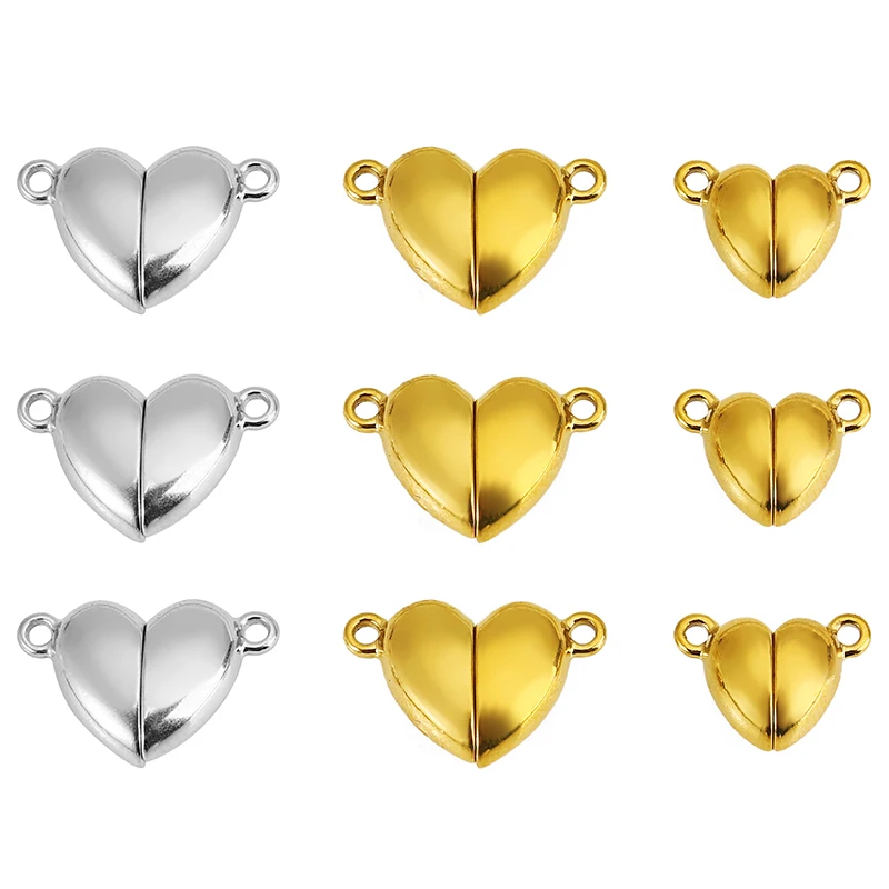 

5pcs Stainless Steel Love Heart Shaped Magnetic Buckle Charms Connectors for Jewelry Bracelet Necklace Making DIY Accessories