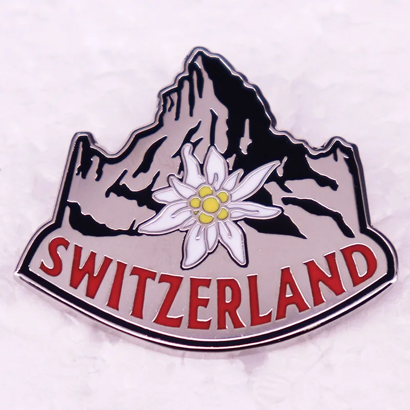 Schweiz Edelweiß harte Emaille Pin Schweizer National blume Brosche Schmuck