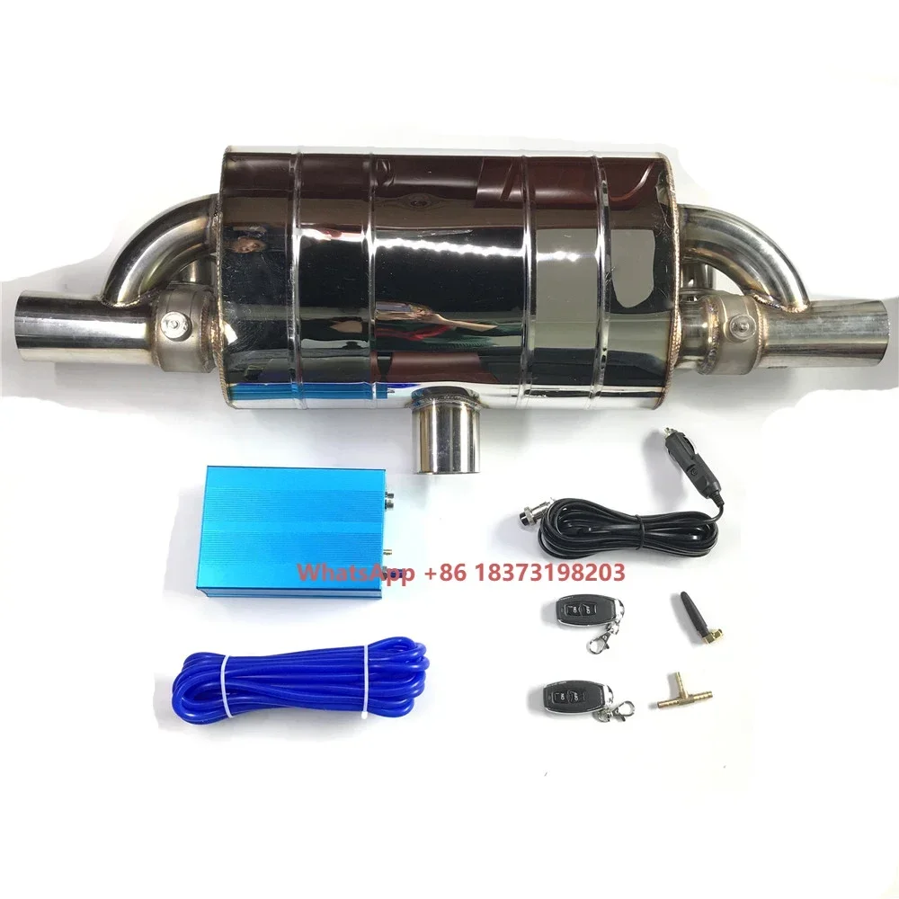 Car Exhaust Pipe Vacuum Pump Variable Valve Mufflers Remote Control Stainless Steel Universal T Shape One in Two Out 63MM