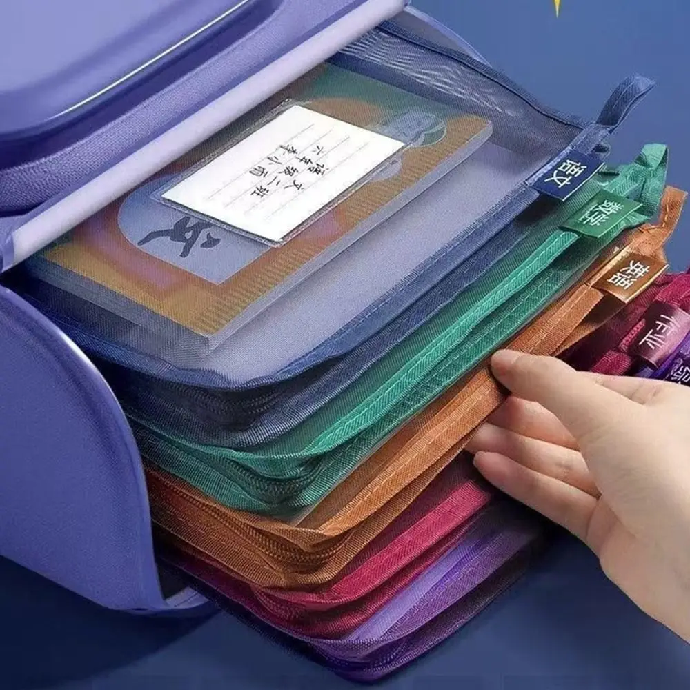 Simple Mesh A4 File Folder L-shape Transparent File Bag Large Capacity Test Paper Organizer School Office