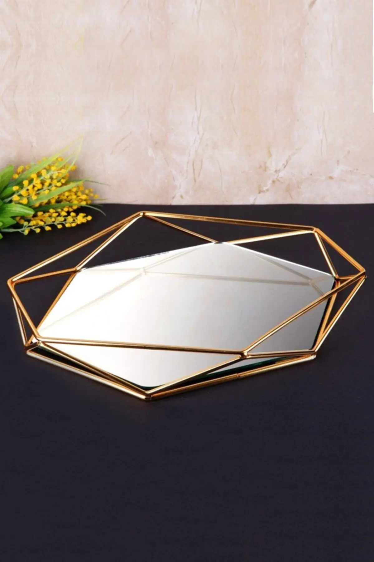 

Prizma mirrored Gold tray-ring tray-engagement tray (20x26cm) luxury 2022 tray Tea tray Tea tray